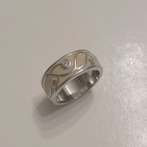 Sterling Silver Enamel CZ ring size 7
